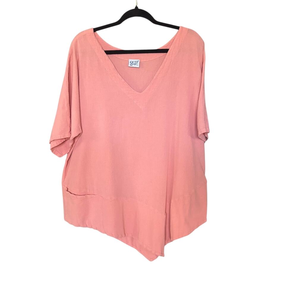 Oh My Gauze Pink Mauve Asymmetrical Tunic Top Size 3 XXL